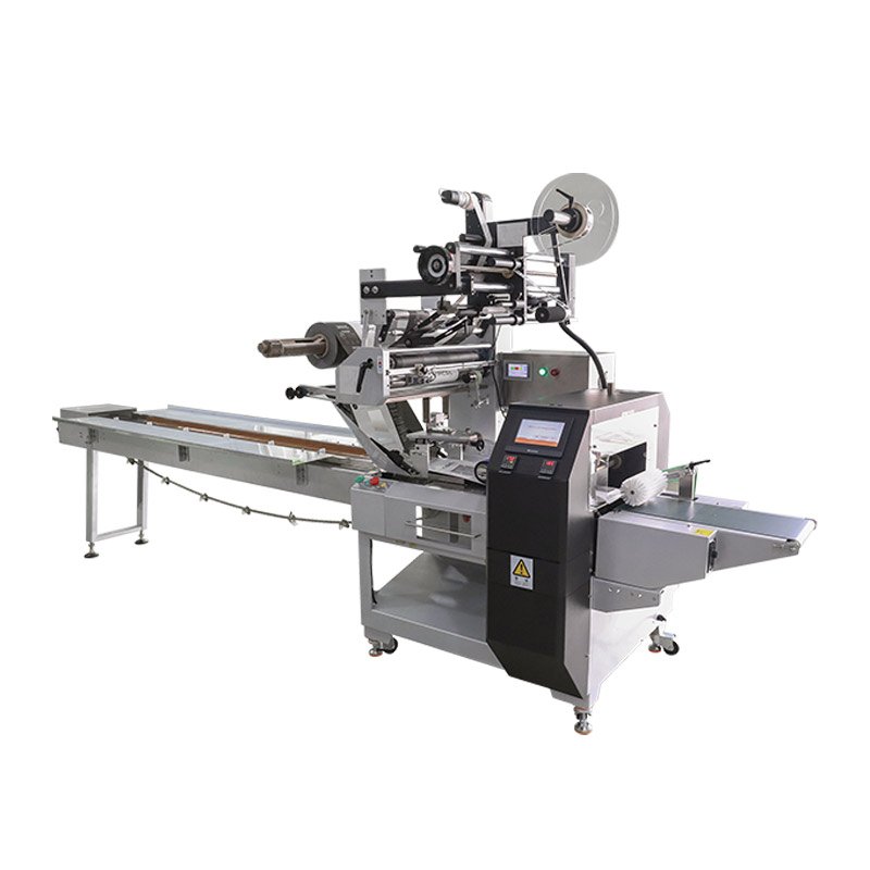 Pillow wrapping machine + labeling