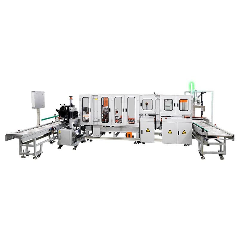 Box sealing machine + print and apply labeling machine